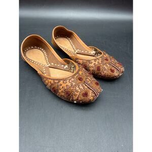 Vintage Handmade Leather w/Embroidery Childs Khussa Shoes Pakistan